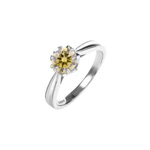 S925 sterling silver snowflake six-claw diamond ring