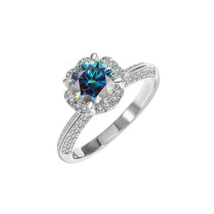 Blue Moissanite 925 sterling silver wedding ring