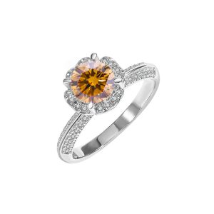 Brown Moissanite 925 sterling silver wedding ring