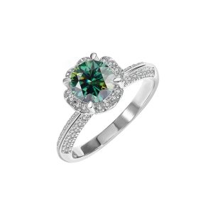 Green Moissanite 925 sterling silver wedding ring