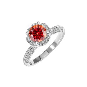 Red Moissanite 925 sterling silver wedding ring