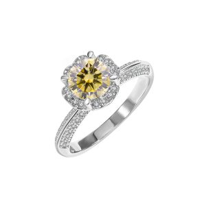 Yellow Moissanite 925 sterling silver wedding ring