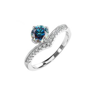 fashion s925 sterling silver six claws V-shaped princess crown ring