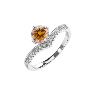 fashion s925 sterling silver six claws V-shaped princess crown ring