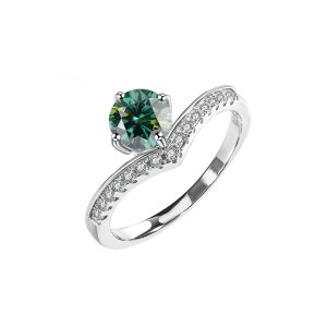 fashion s925 sterling silver six claws V-shaped princess crown ring