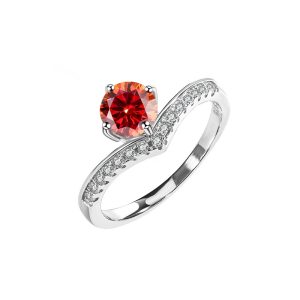 fashion s925 sterling silver six claws V-shaped princess crown ring