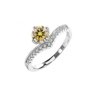fashion s925 sterling silver six claws V-shaped princess crown ring
