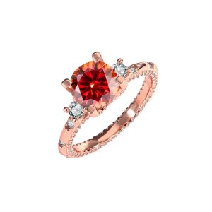 S925 sterling silver D color Red Moissanite ring