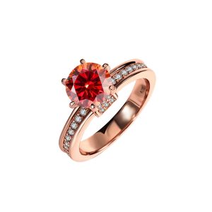 925 sterling silver Korean style fashionable Red Moissanite ring