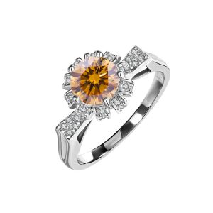 S925 sterling silver Brown Moissanite diamond ring