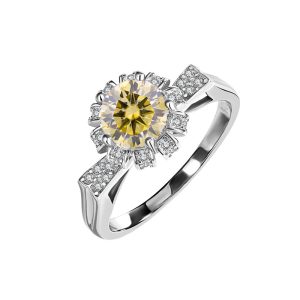 S925 sterling silver Yellow Moissanite diamond ring