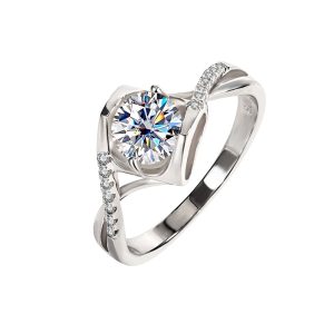 classic micro-set Angel's Kiss S925 sterling silver moissanite ring