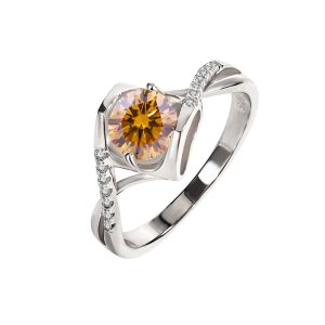 classic micro-set Angel's Kiss S925 sterling silver Brown Moissanite ring