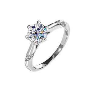 six-claw 925 sterling silver moissanite jewelry ring for women