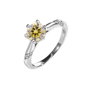 six-claw 925 sterling silver Yellow Moissanite jewelry ring for women