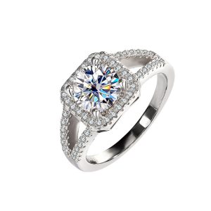 S925 sterling silver moissanite diamond ring