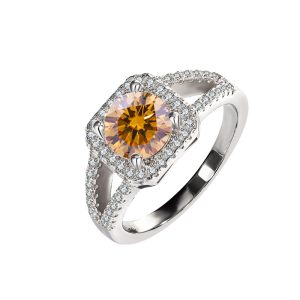 S925 sterling silver Brown Moissanite diamond ring