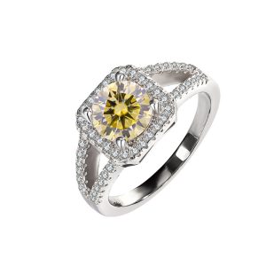 S925 sterling silver Yellow Moissanite diamond ring