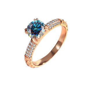 high-end queen Sterling silver S925 Blue Moissanite ring