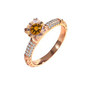 high-end queen Sterling silver S925 Brown Moissanite ring