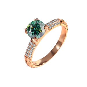 high-end queen Sterling silver S925 Green Moissanite ring