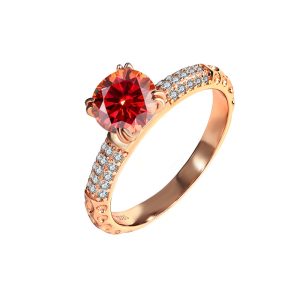 high-end queen Sterling silver S925 Red Moissanite ring