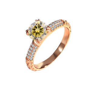 high-end queen Sterling silver S925 Yellow Moissanite ring