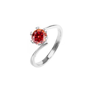 s925 sterling silver ring six claws classic crown Red Moissanite women's ring