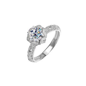 S925 Sterling Silver Ring Moissanite Six Claw Women's Ring