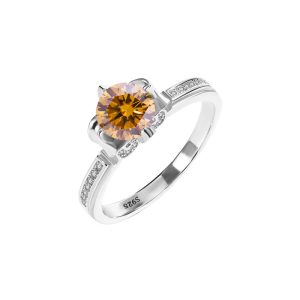 S925 silver Brown Moissanite petal ring