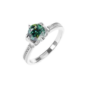 S925 silver Green Moissanite petal ring