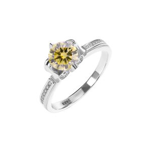 S925 silver Yellow Moissanite petal ring