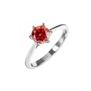 Gold-plated  s925 sterling silver classic six-claw Red Moissanite ring