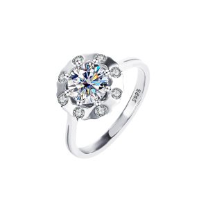 bouquet 925 sterling silver moissanite diamond ring