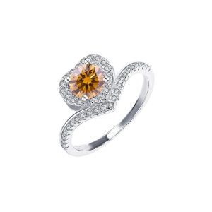 Love crown S925 silver Brown Moissanite diamond ring