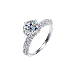 Angel wings moissanite ring