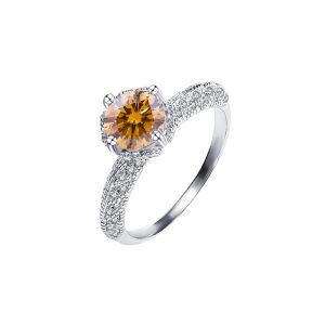 Angel wings Brown Moissanite ring