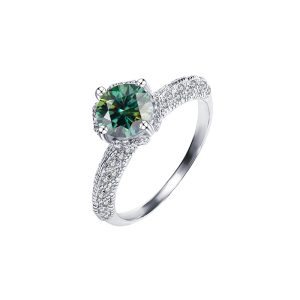 Angel wings Green Moissanite ring