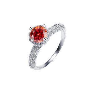 Angel wings Red Moissanite ring