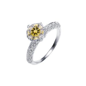 Angel wings Yellow Moissanite ring