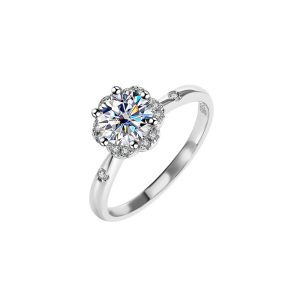 S925 sterling silver six claw moissanite wedding ring wholesale