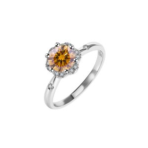S925 sterling silver six claw Brown Moissanite wedding ring wholesale