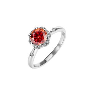 S925 sterling silver six claw Red Moissanite wedding ring wholesale