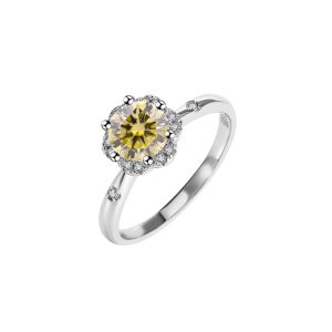 S925 sterling silver six claw Yellow Moissanite wedding ring wholesale