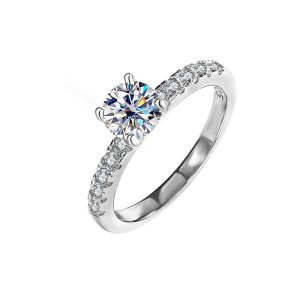 classic six-claw rotating sterling silver moissanite ring