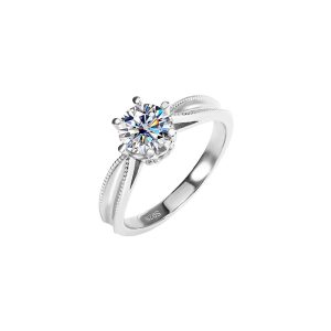 Six Claw Classic 925 Sterling Silver Moissanite Ring