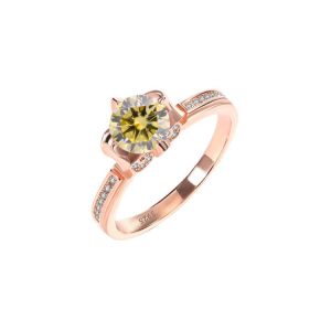 Four-pronged warbler tail flower Yellow Moissanite ring