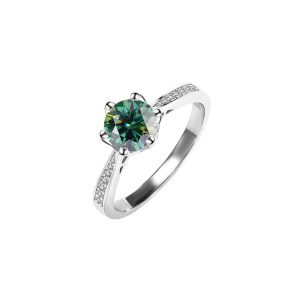 s925 silver hollow six claws classic crown diamond ring