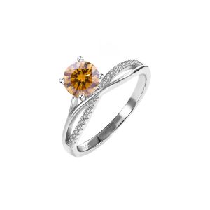 925 sterling silver Brown Moissanite diamond ring for women