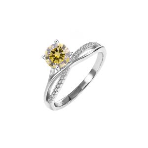 925 sterling silver Yellow Moissanite diamond ring for women